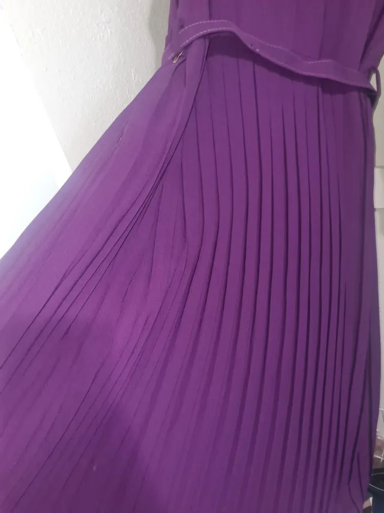 Purple Pleated Long Sleeve Maxi Dress image indicator(5)