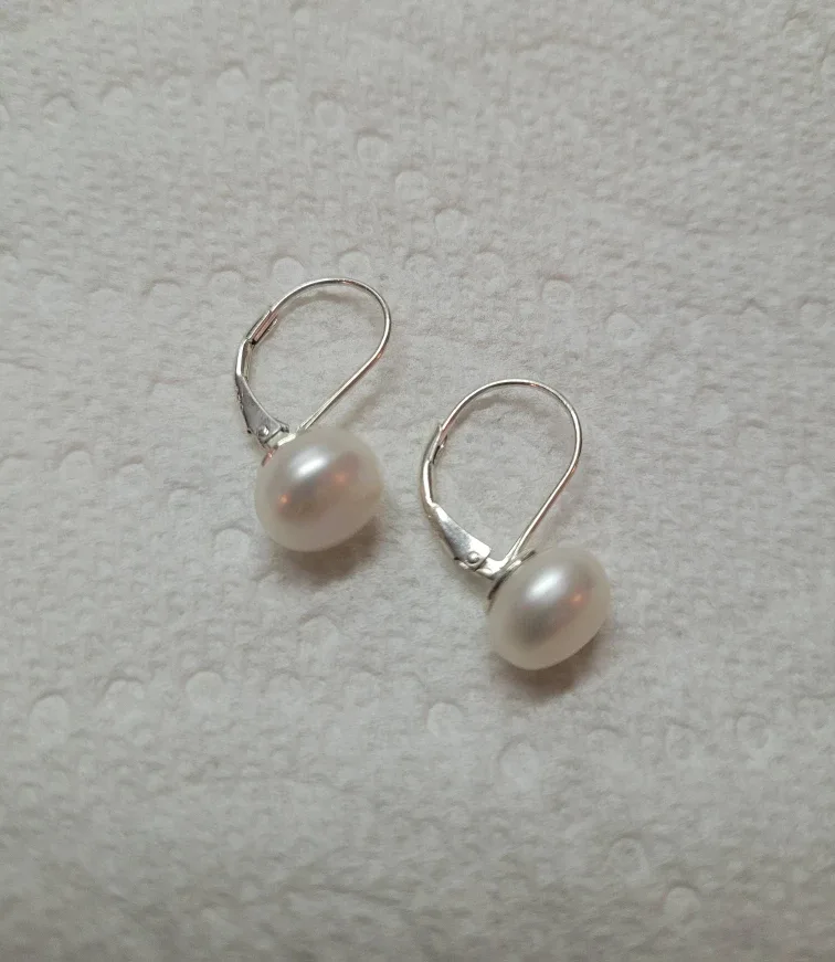 Pearl silver earrings image indicator(3)