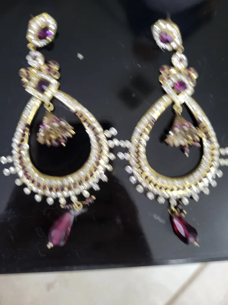 Drop Earrings with Purple Accents thumbnail