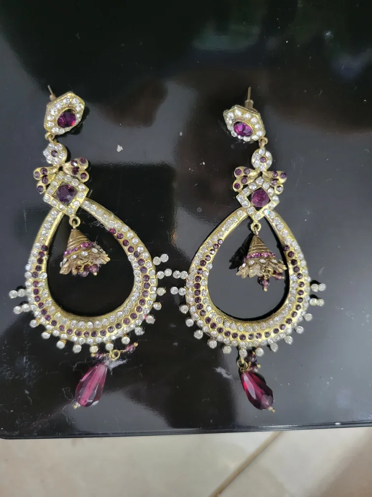 Drop Earrings with Purple Accents image indicator(2)