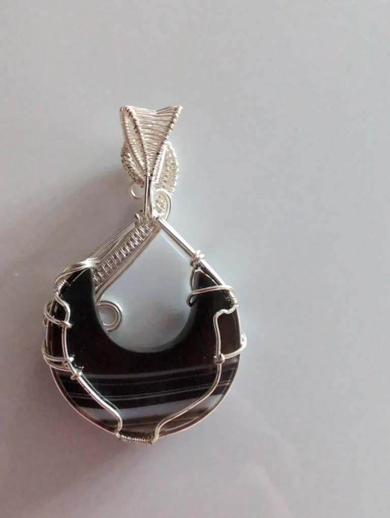 Handmade Wire Wrapped Black Agate Pendant image indicator(2)