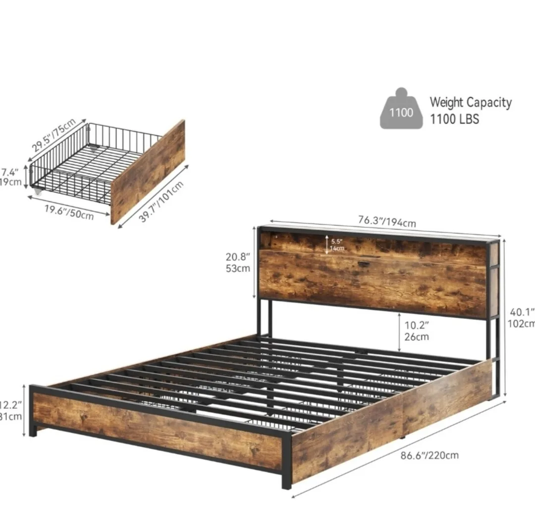 Beautiful king-size bedframe with 4 drawer storage image indicator(3)