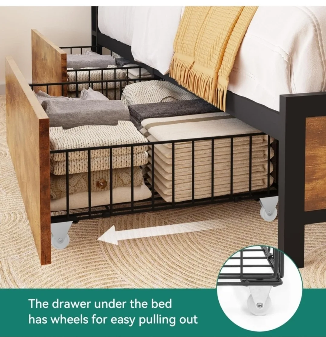 Beautiful king-size bedframe with 4 drawer storage image indicator(4)