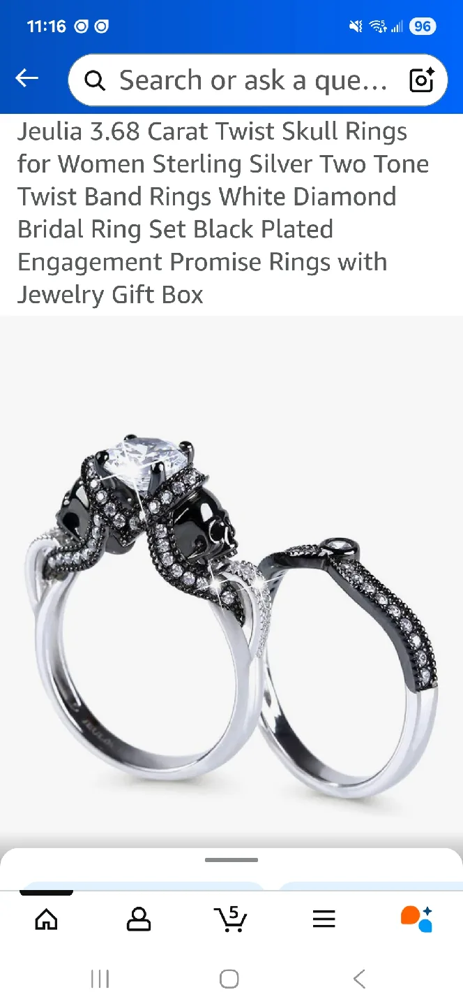 Jeulia 3.68 Carat Twist Skull Rings image indicator(2)