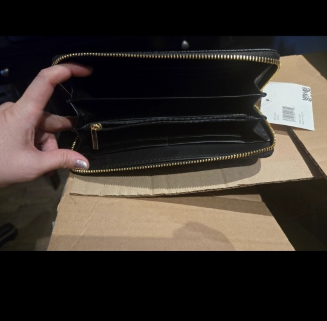 new, Anne Klein Slim Zip Wallet - Black - photo 2