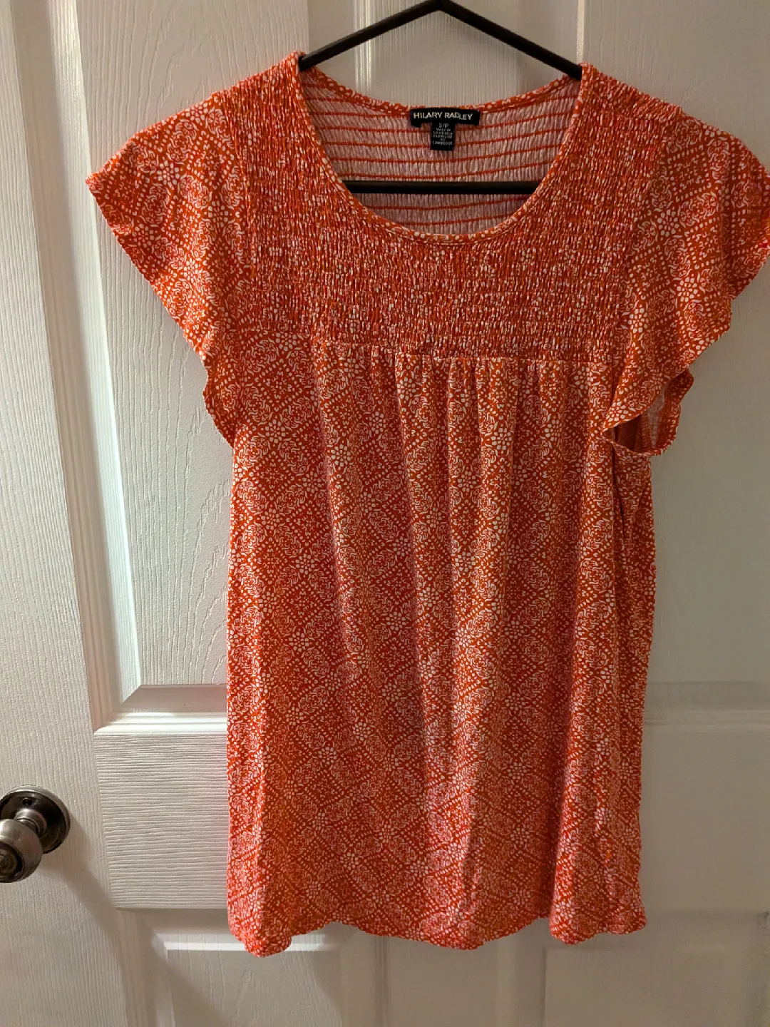 Hilary Radley Orange Smocked Top - Size S thumbnail