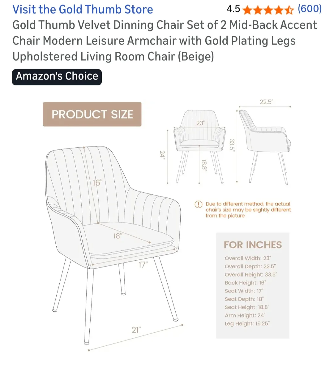 Gold Thumb Velvet Dining Chair - Beige image indicator(3)