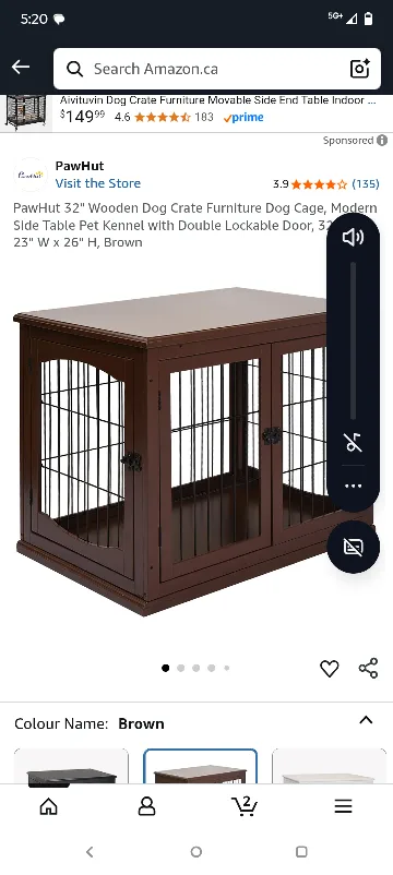 PawHut 32" Wooden Dog Crate - Brown brand new sealed in box thumbnail