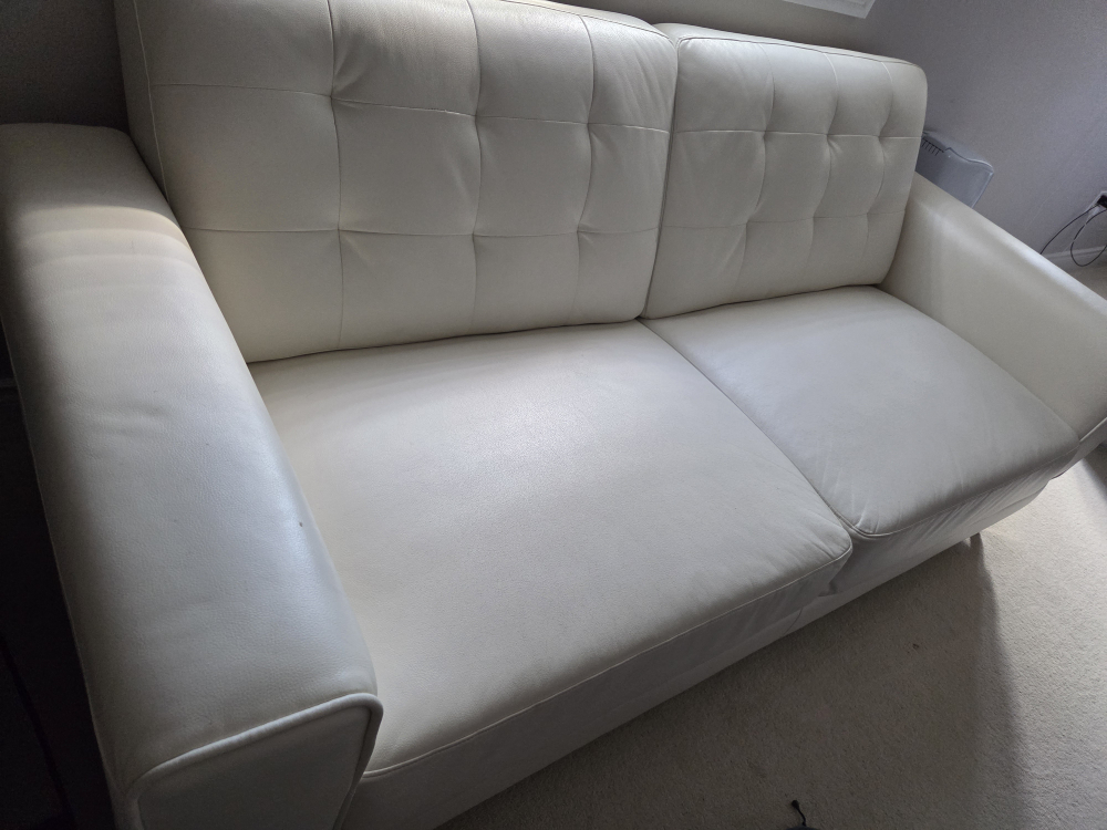 White Leather Sofa - photo 2