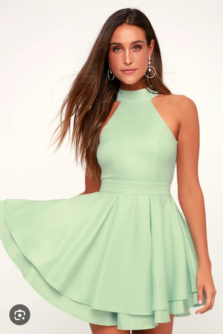 Lulus Mint Green Halter Mini Dress