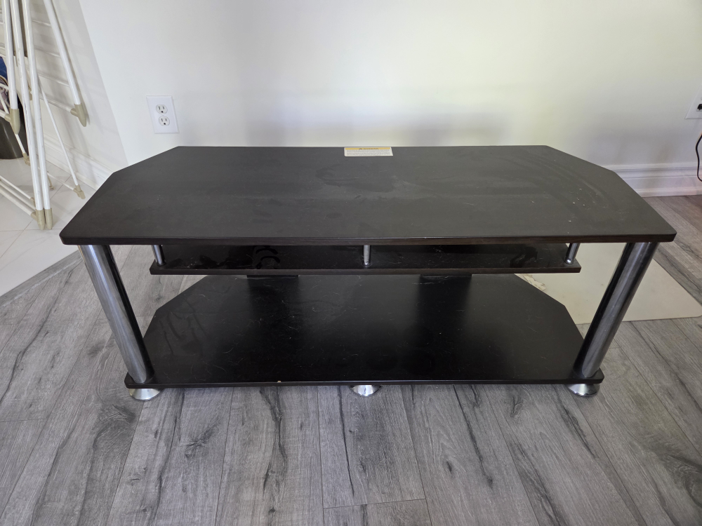 Black TV Stand with Silver Legs