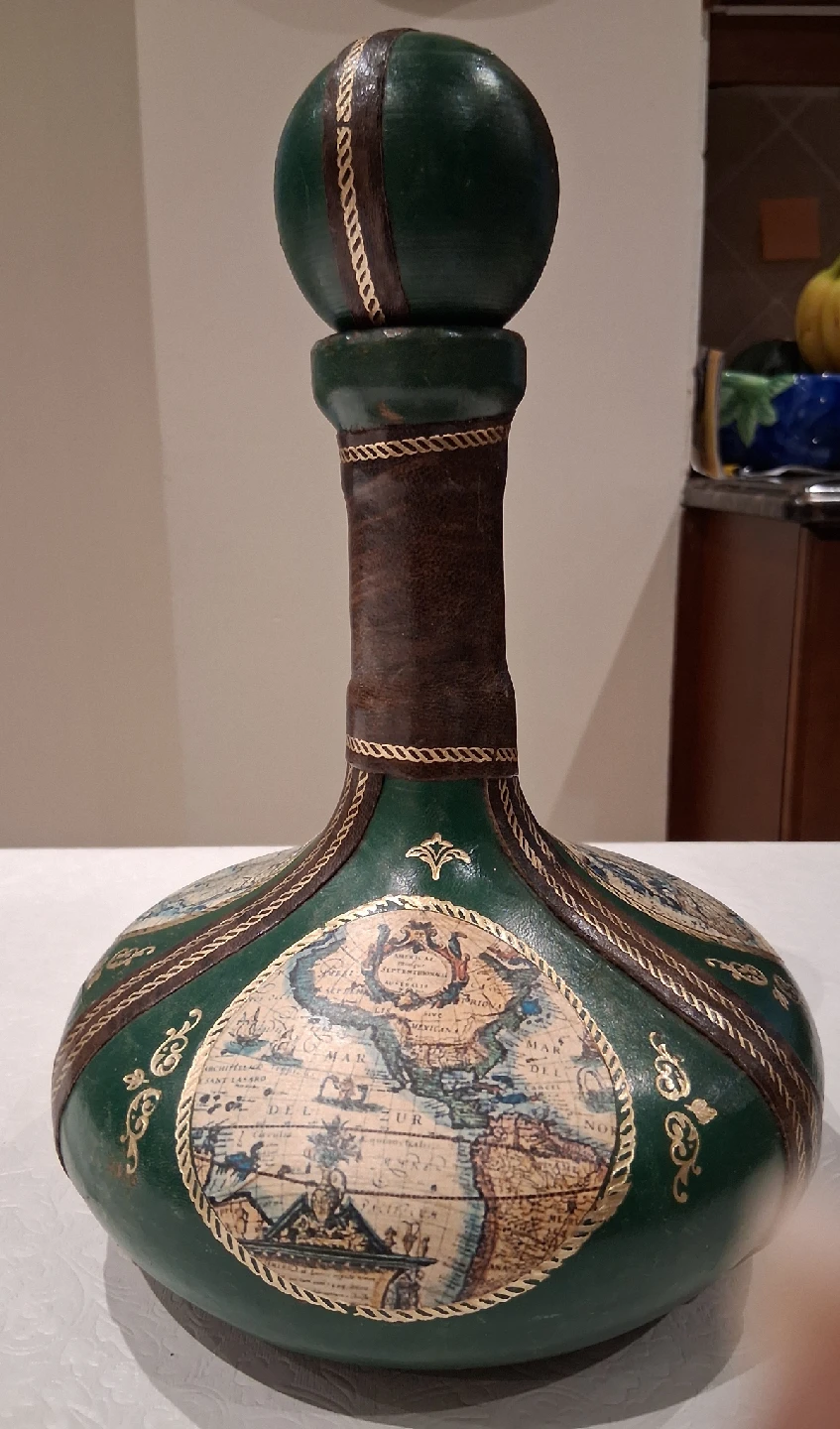 vintage leather wrapped glass bottle - photo 3