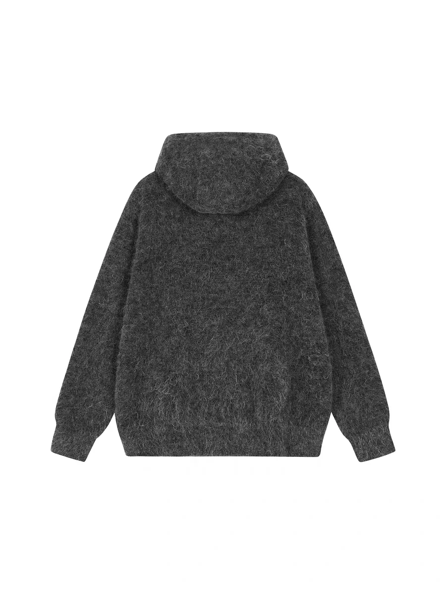 Monday Sleeping Club - Mohair Wool Blend Grey Hoodie image indicator(2)