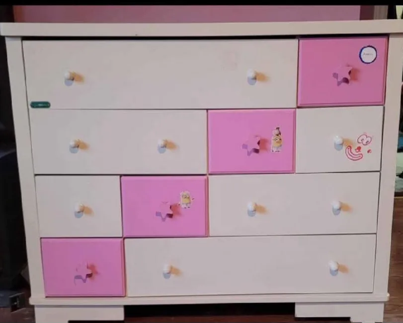 Kids Dresser, White & Pink