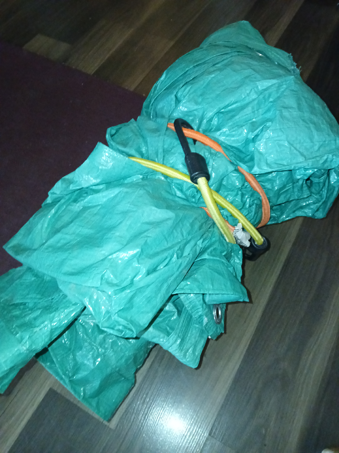 Green Tarp with Bungee Cords