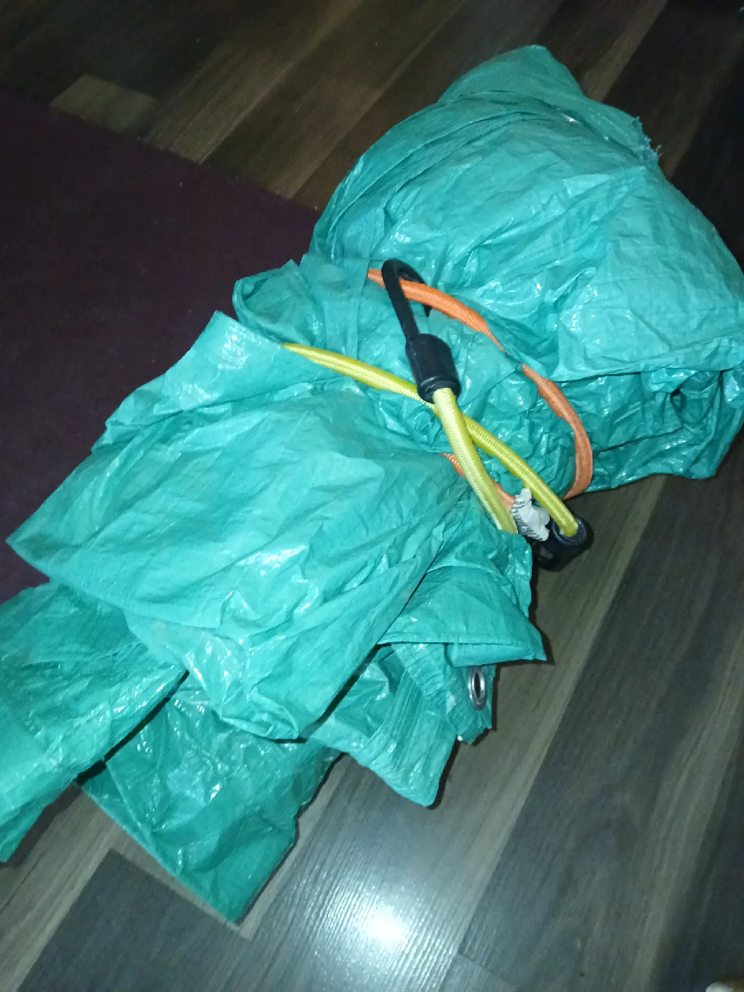 Green Tarp with Bungee Cords thumbnail