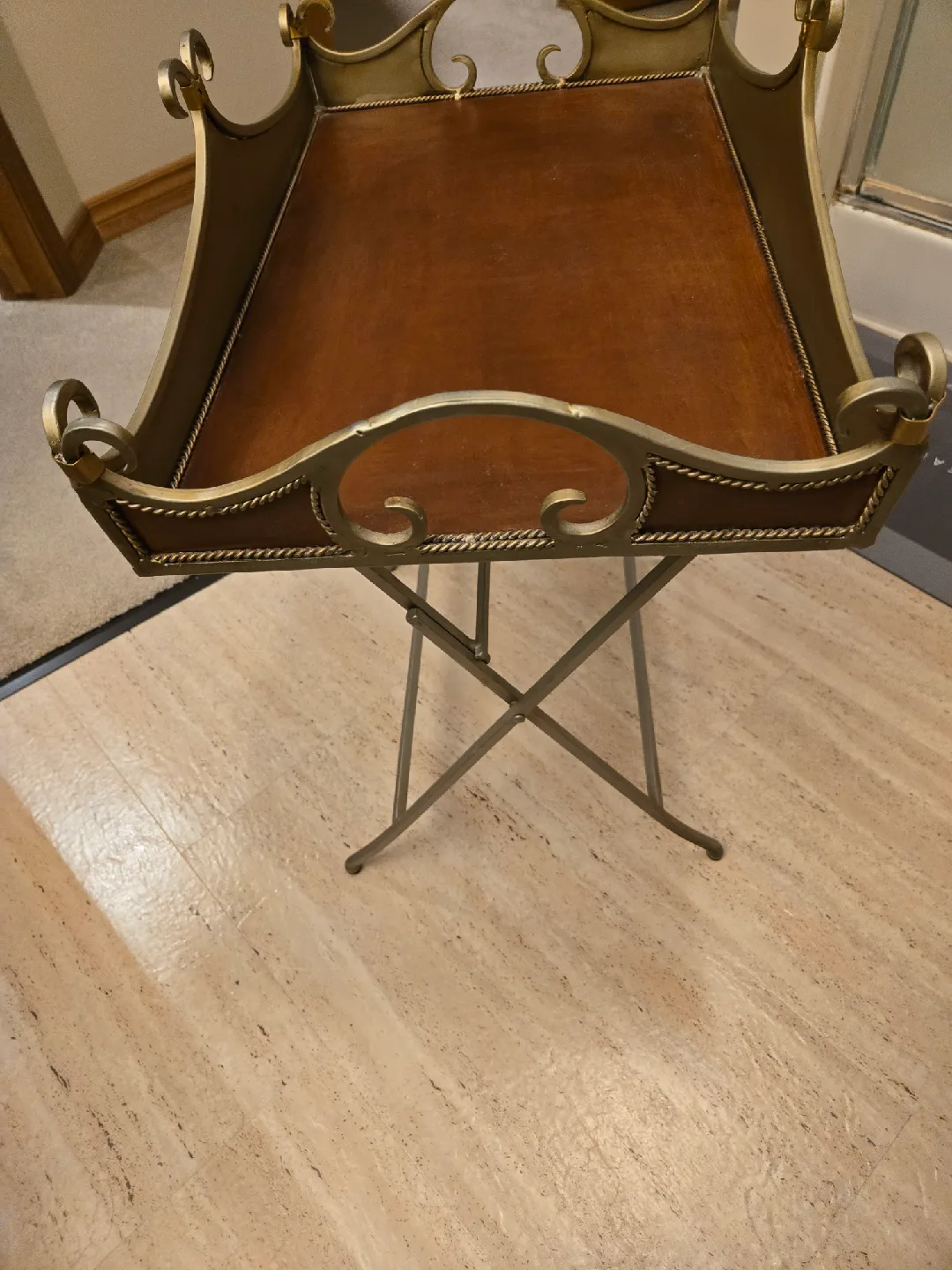 Vintage Style folding table with matching shelf. image indicator(6)