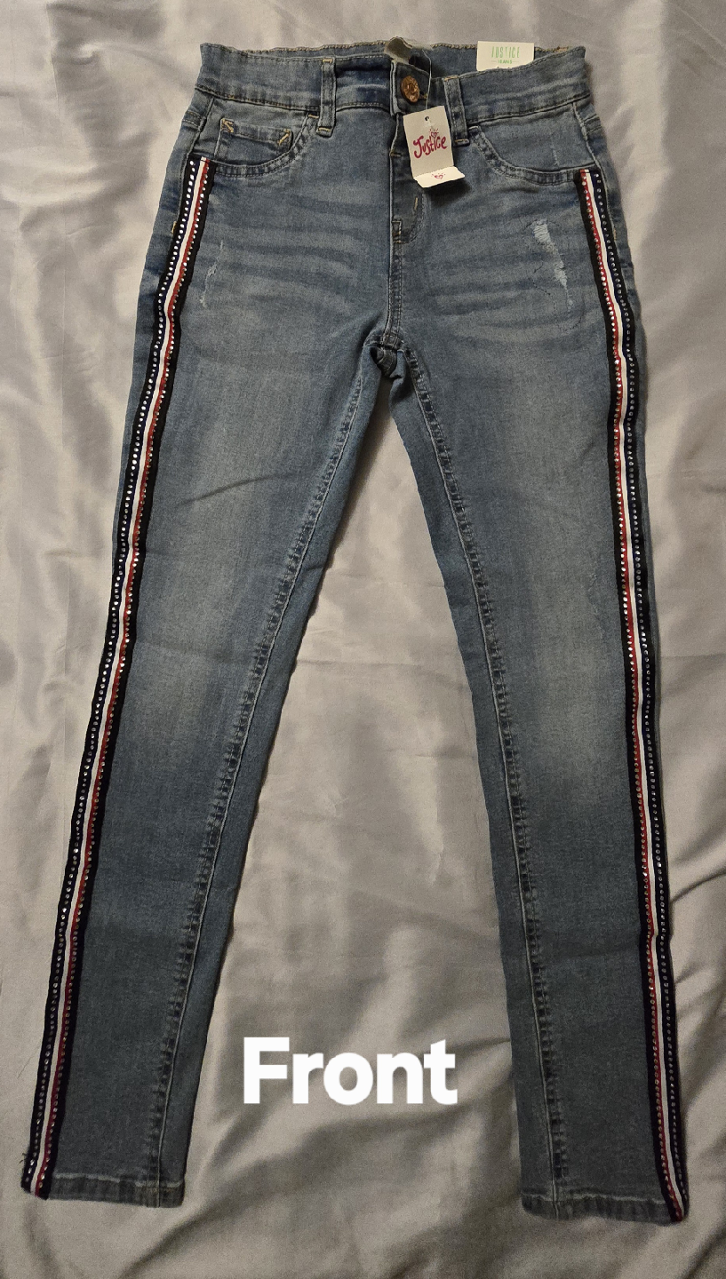 NEW! Girls Justice Jeans with Side Jewels! - Size 12 Youth