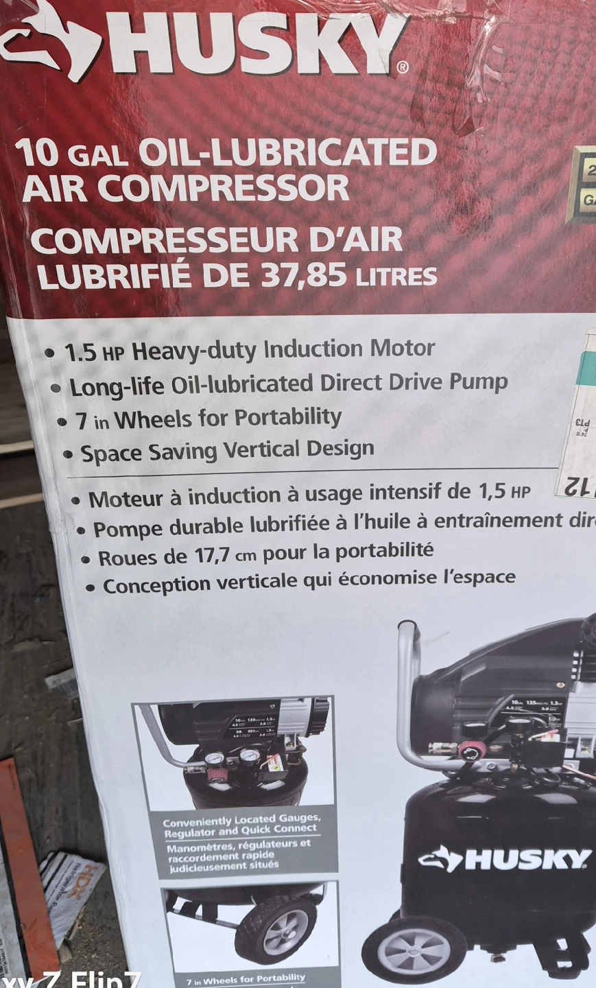 Husky 10 Gal Oil-Lubricated Air Compressor