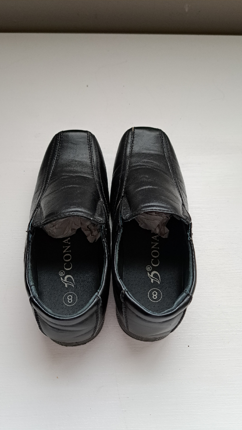 CONAL Black Leather Slip-On Boys Dress Shoes - Size 8 - photo 4