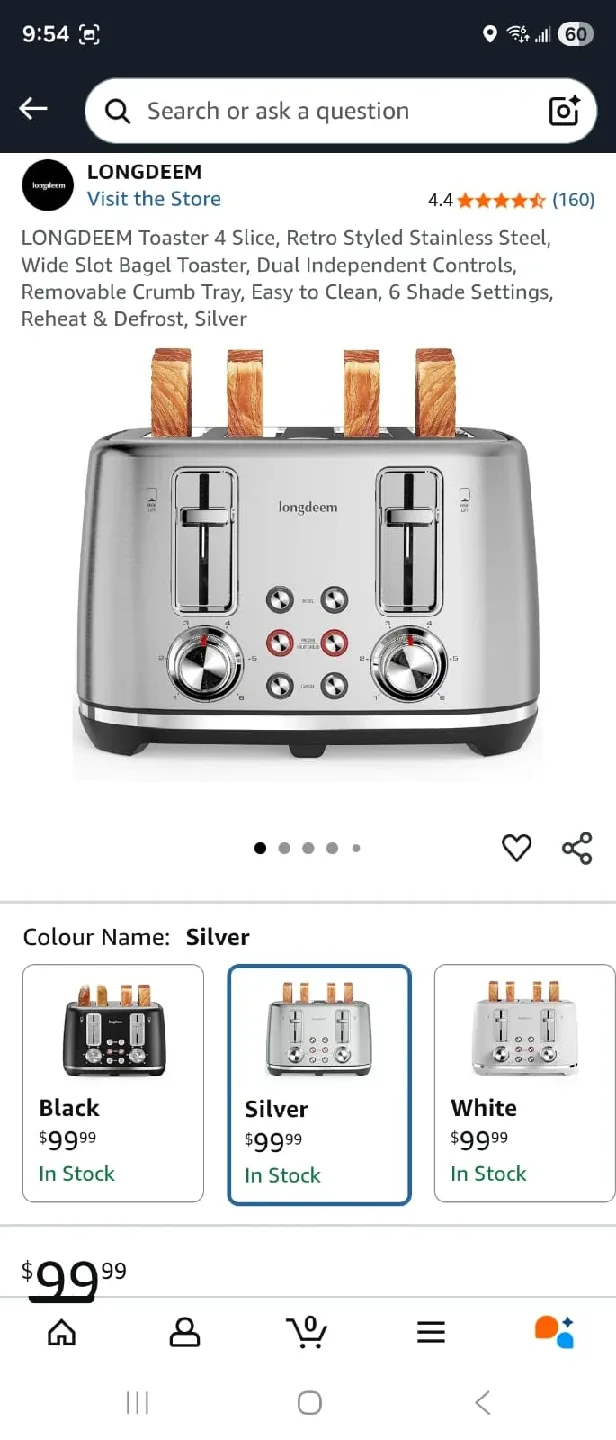 Toaster 4 Slice, Retro Styled Stainless Steel - New image indicator(2)