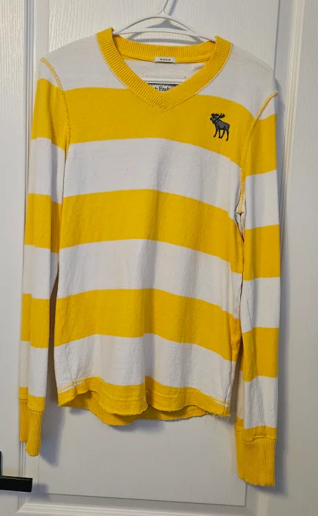 Abercrombie & Fitch Yellow Striped Long Sleeve Muscle thumbnail