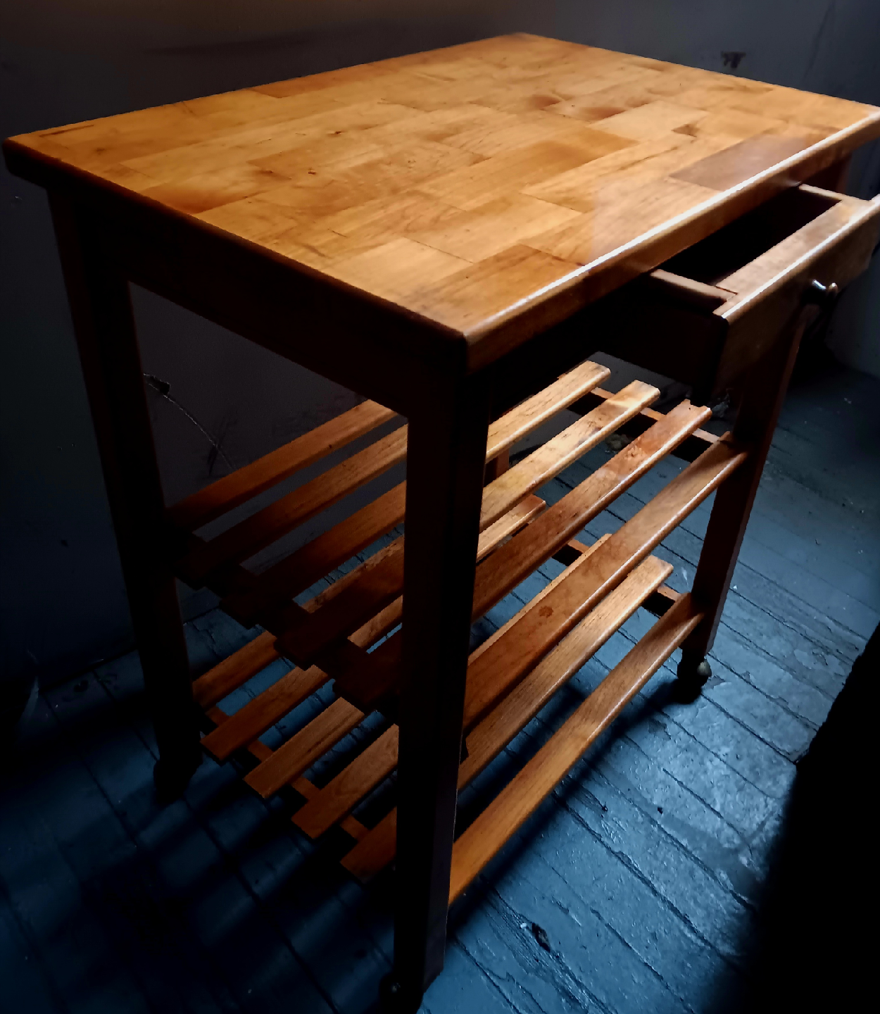 Wooden Kitchen Island Cart with Drawer