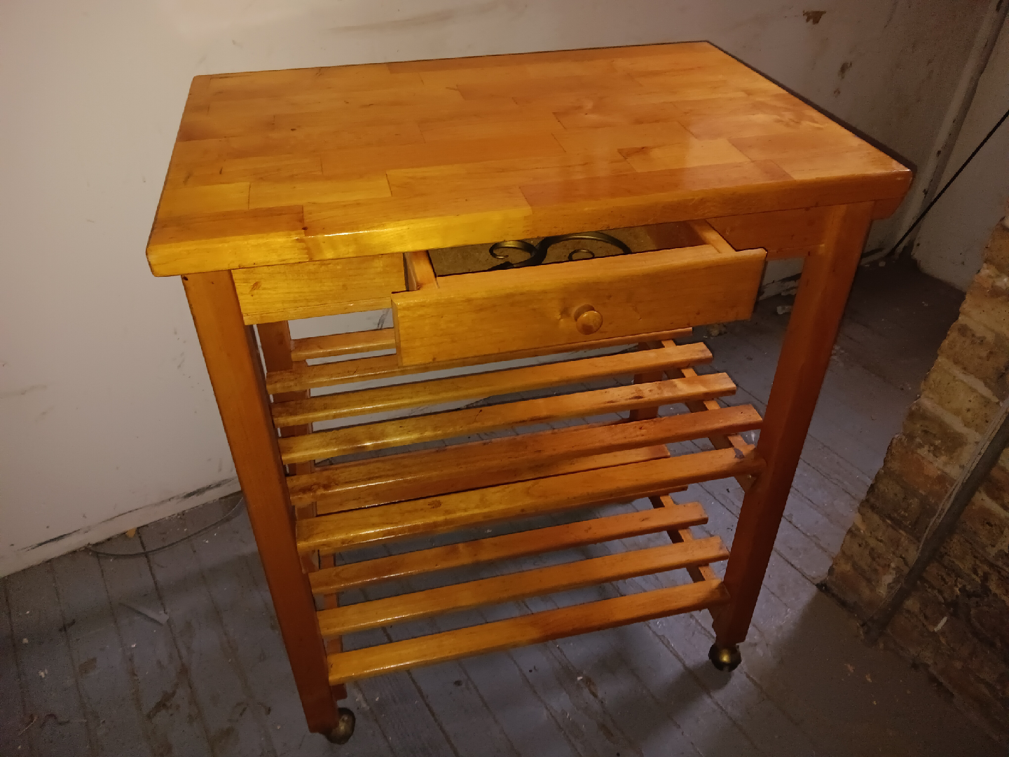 Wooden Kitchen Island Cart with Drawer - photo 4
