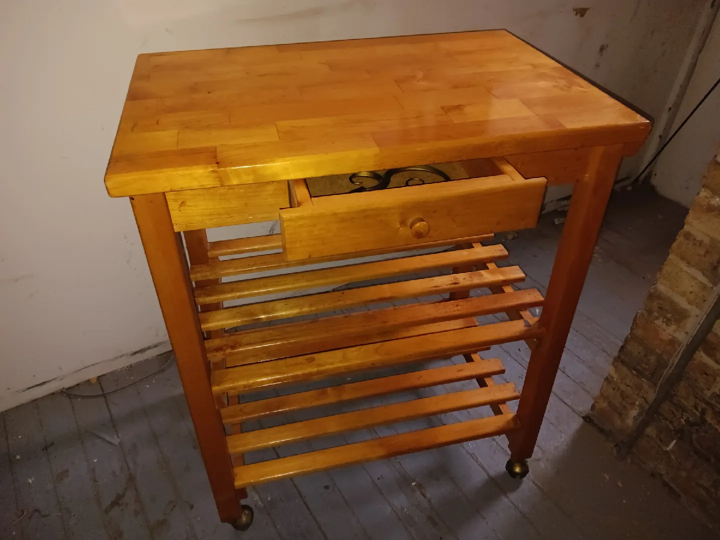 Wooden Kitchen Island Cart with Drawer image indicator(4)