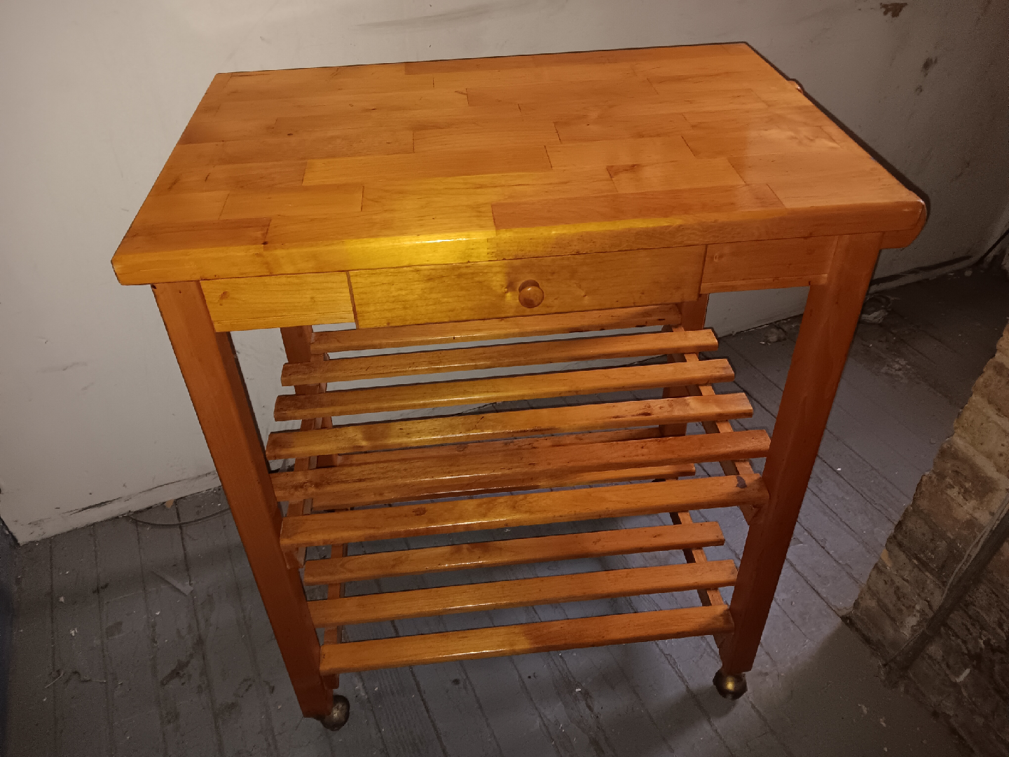 Wooden Kitchen Island Cart with Drawer - photo 5