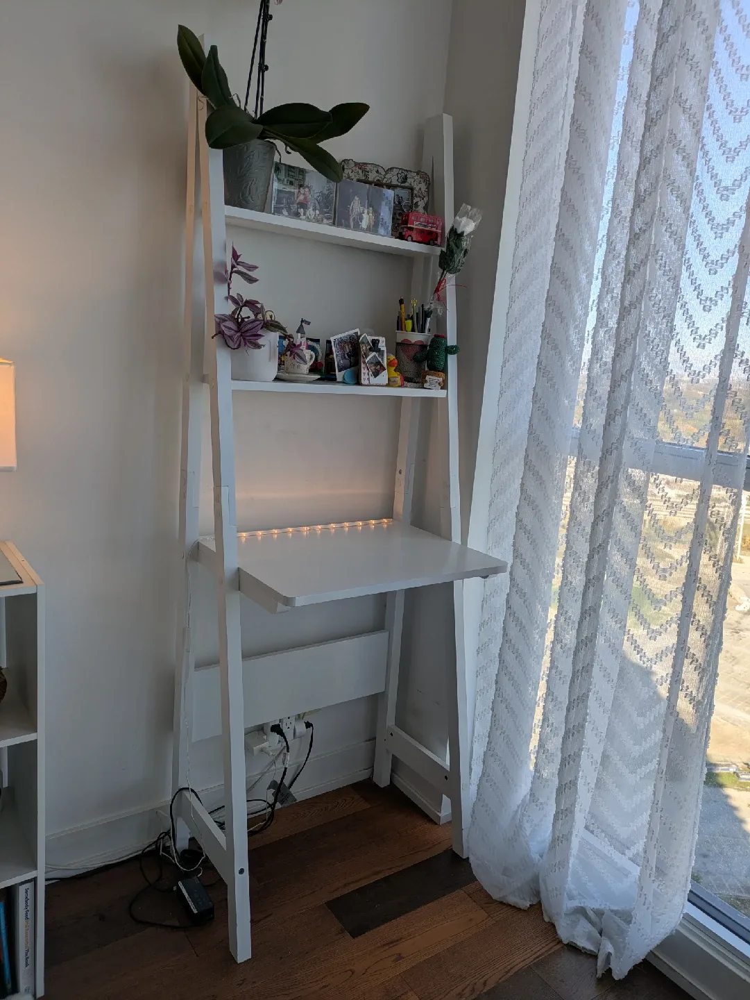 White Ladder Desk with Shelves