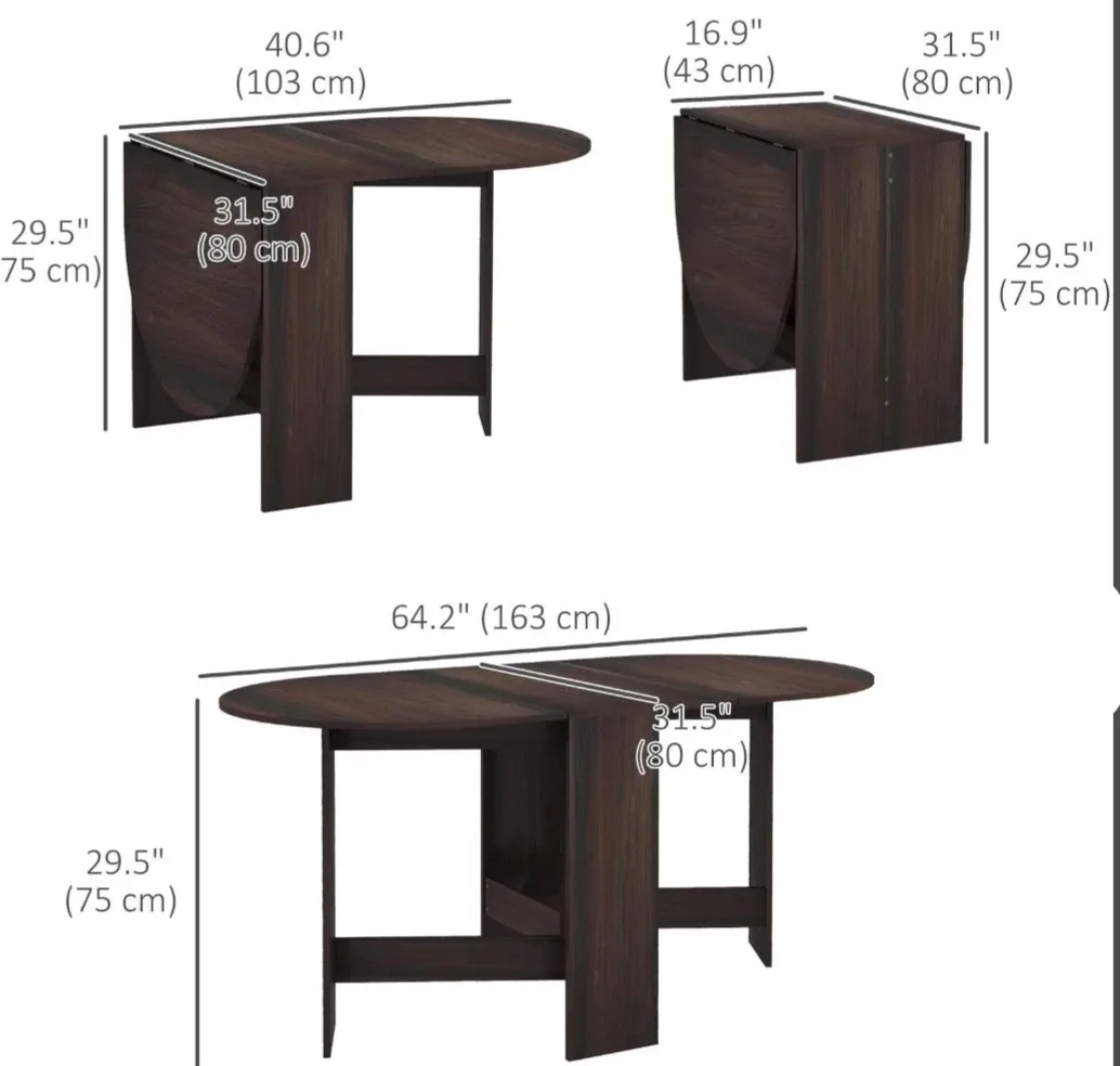 Dark Brown Drop Leaf Dining Table image indicator(3)