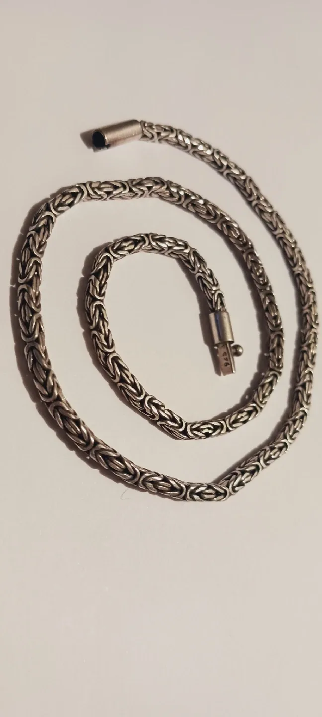 Sterling Silver 925 Byzantine Chain Necklace. 16". thumbnail
