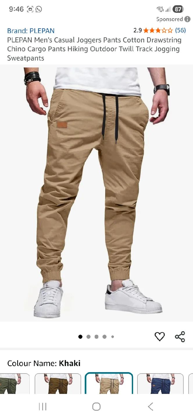 PLEPAN Men's Joggers - Navy, Khaki, Army Green image indicator(4)