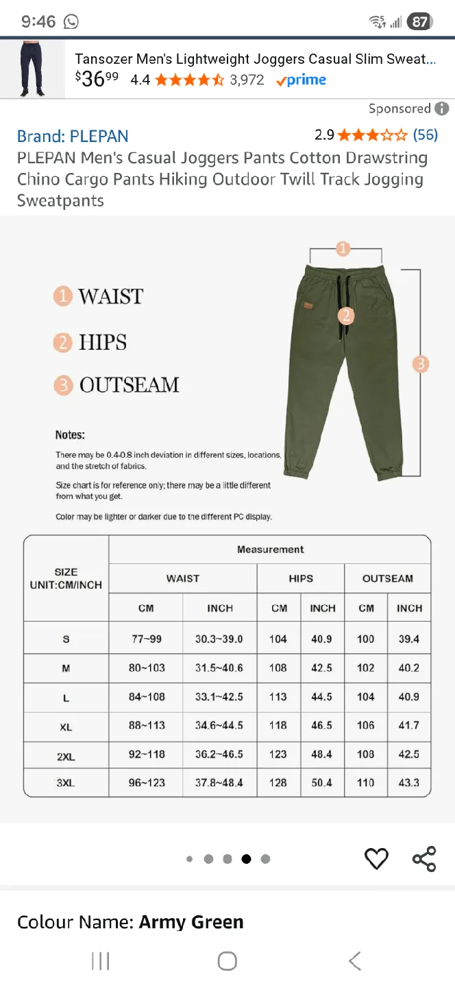 PLEPAN Men's Joggers - Navy, Khaki, Army Green image indicator(7)