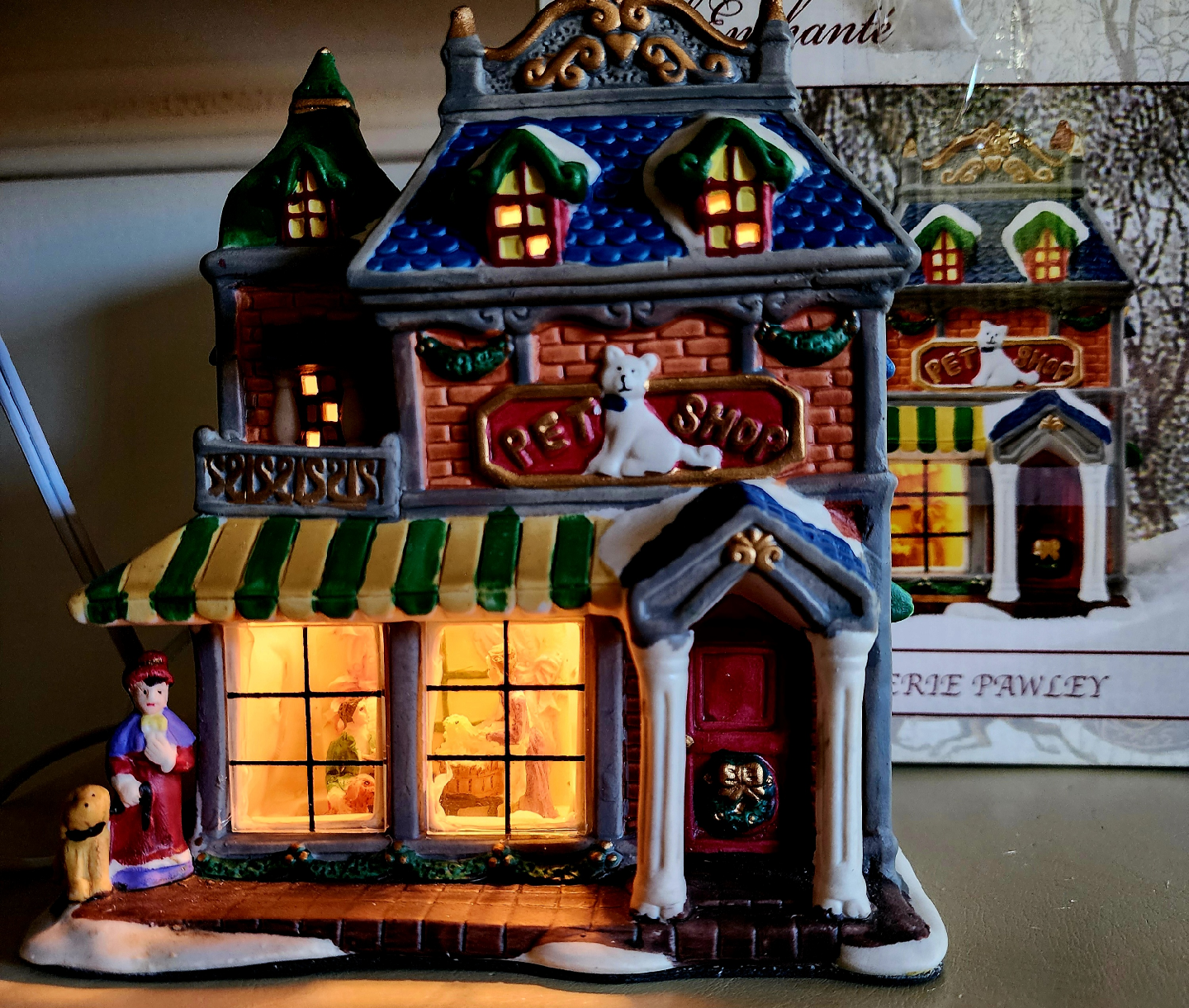 Collectible Lighted Pet Shop Christmas Village House