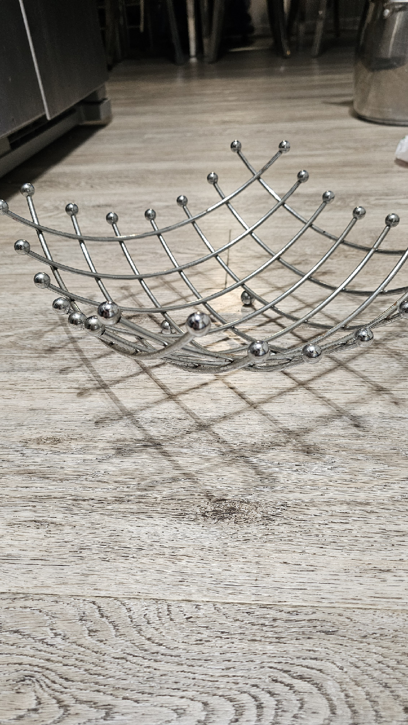 silver metal basket decor