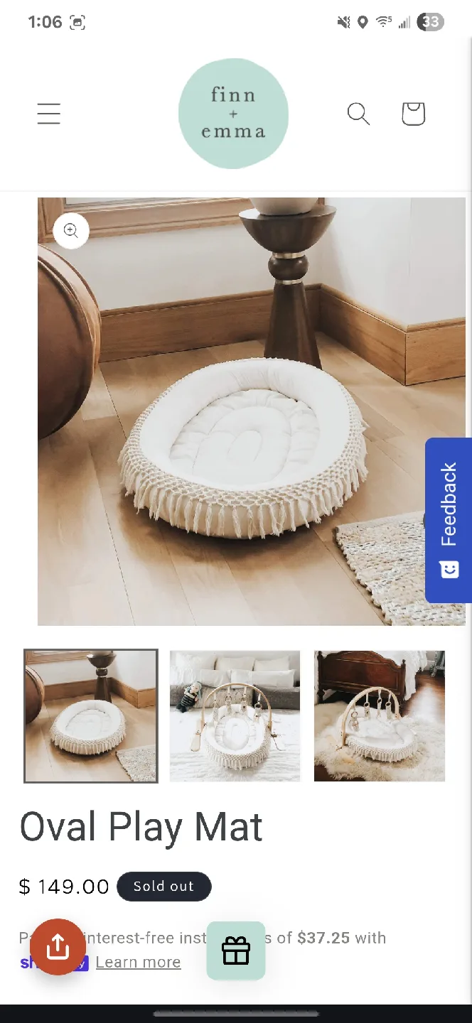 finn + emma organic cotton macrame Oval Play Mat image indicator(2)