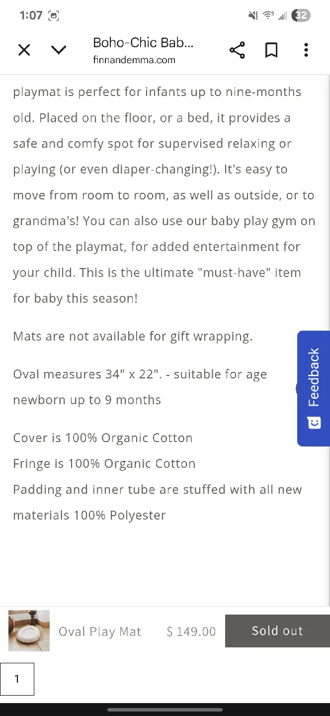 finn + emma organic cotton macrame Oval Play Mat image indicator(3)