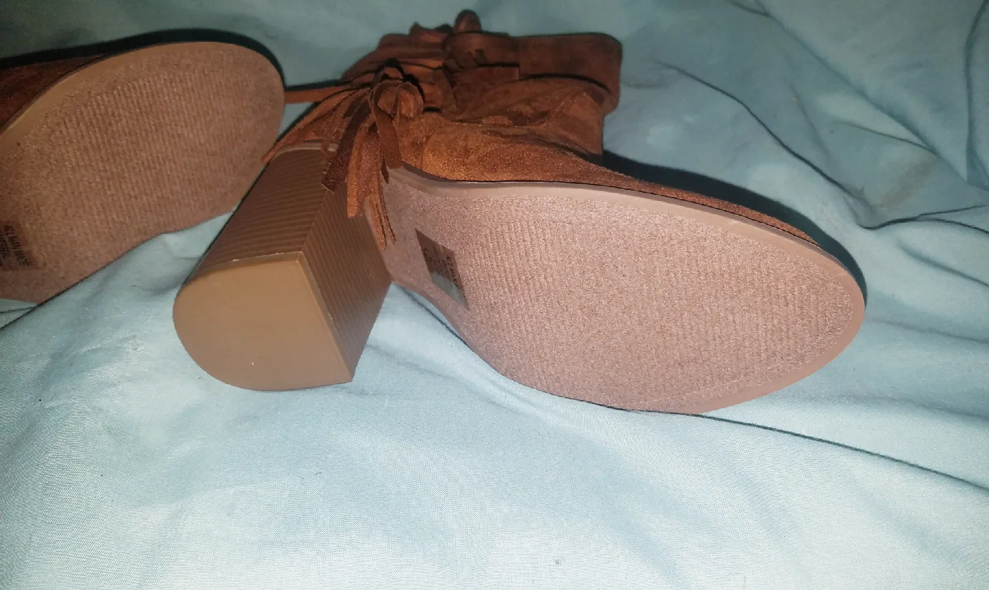 Faux Suede Western Fringed Zip Up Boots  Size 5.5 Never Worn image indicator(6)