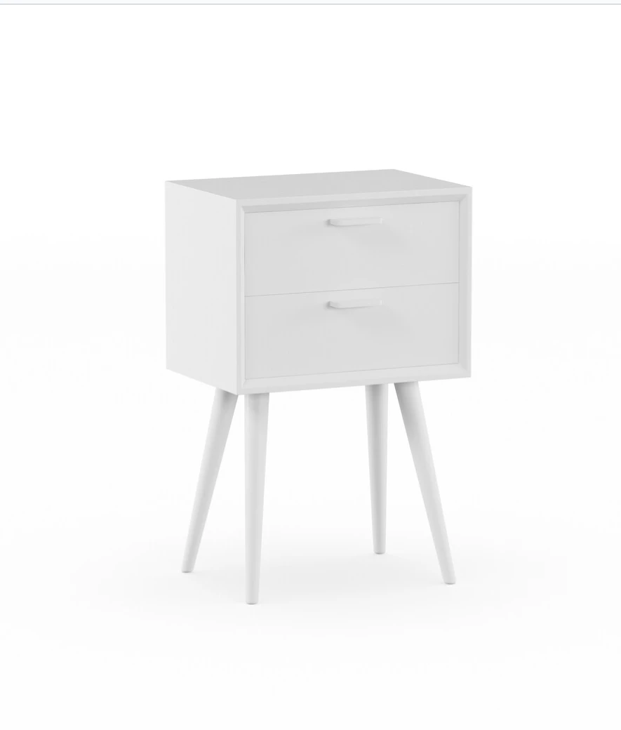 White Mid-Century Modern Nightstand