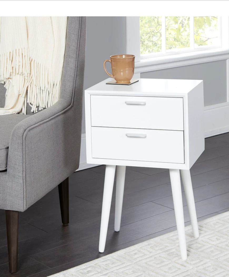 White Mid-Century Modern Nightstand - photo 2