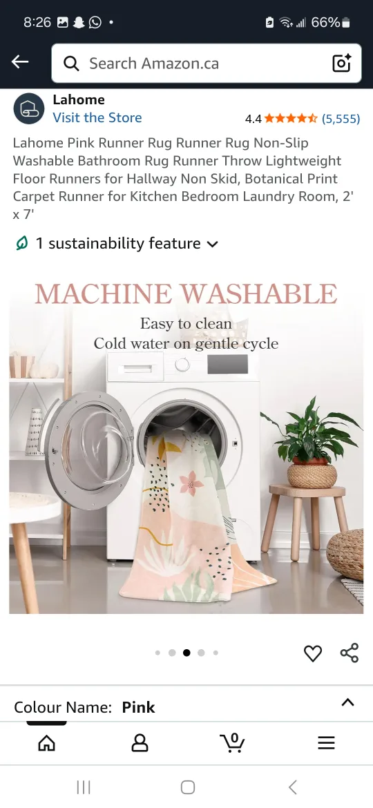 Pink Runner Rug 2' x 7' image indicator(3)