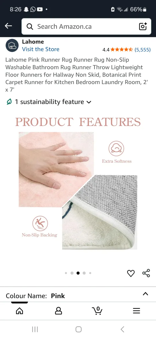 Pink Runner Rug 2' x 7' image indicator(4)