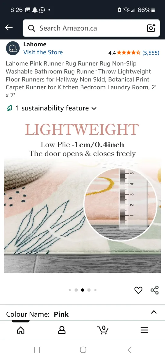 Pink Runner Rug 2' x 7' image indicator(5)