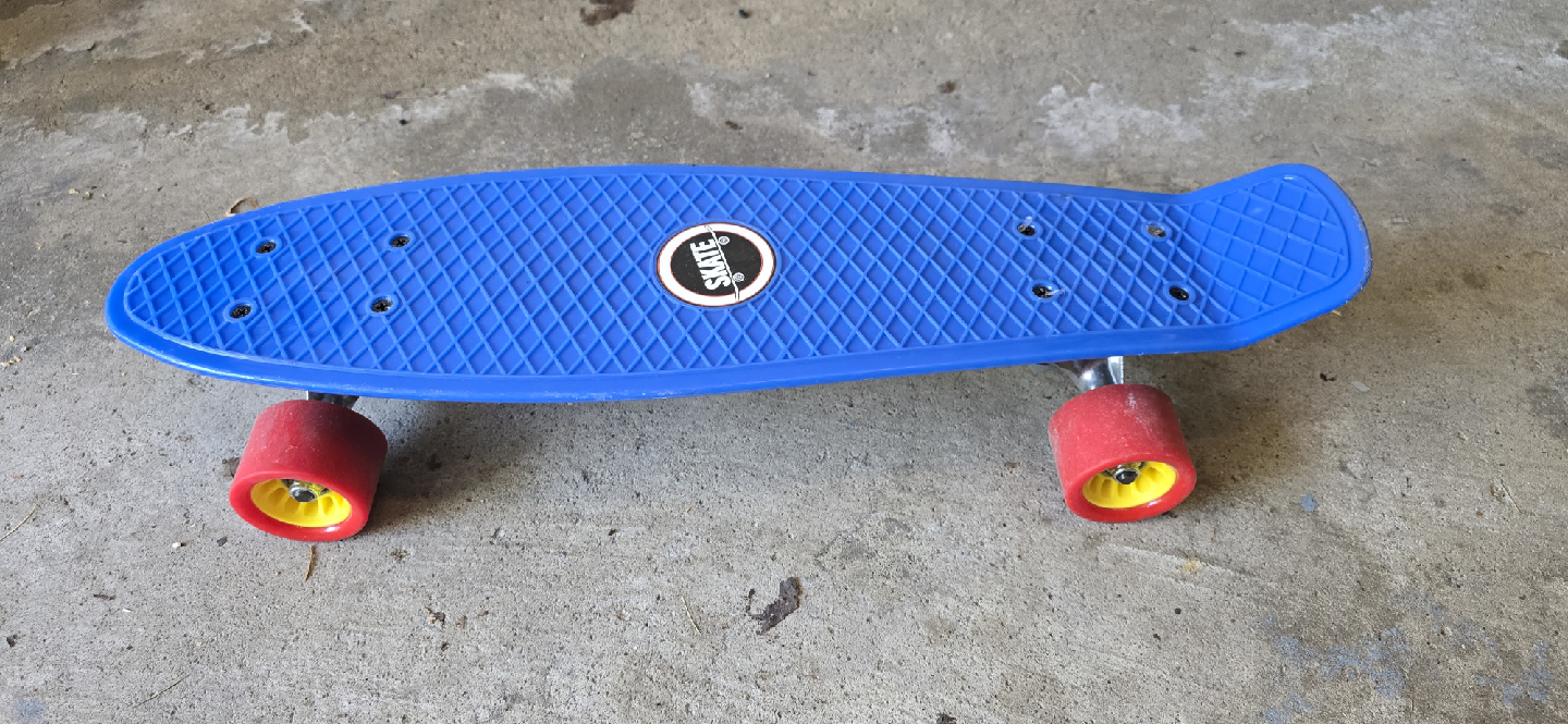 Kids Blue Skateboard with Red Wheels