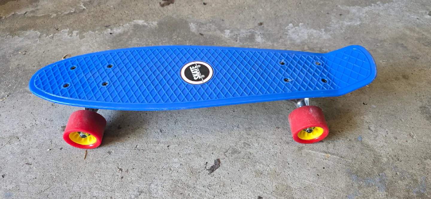 Blue Skateboard with Red Wheels thumbnail