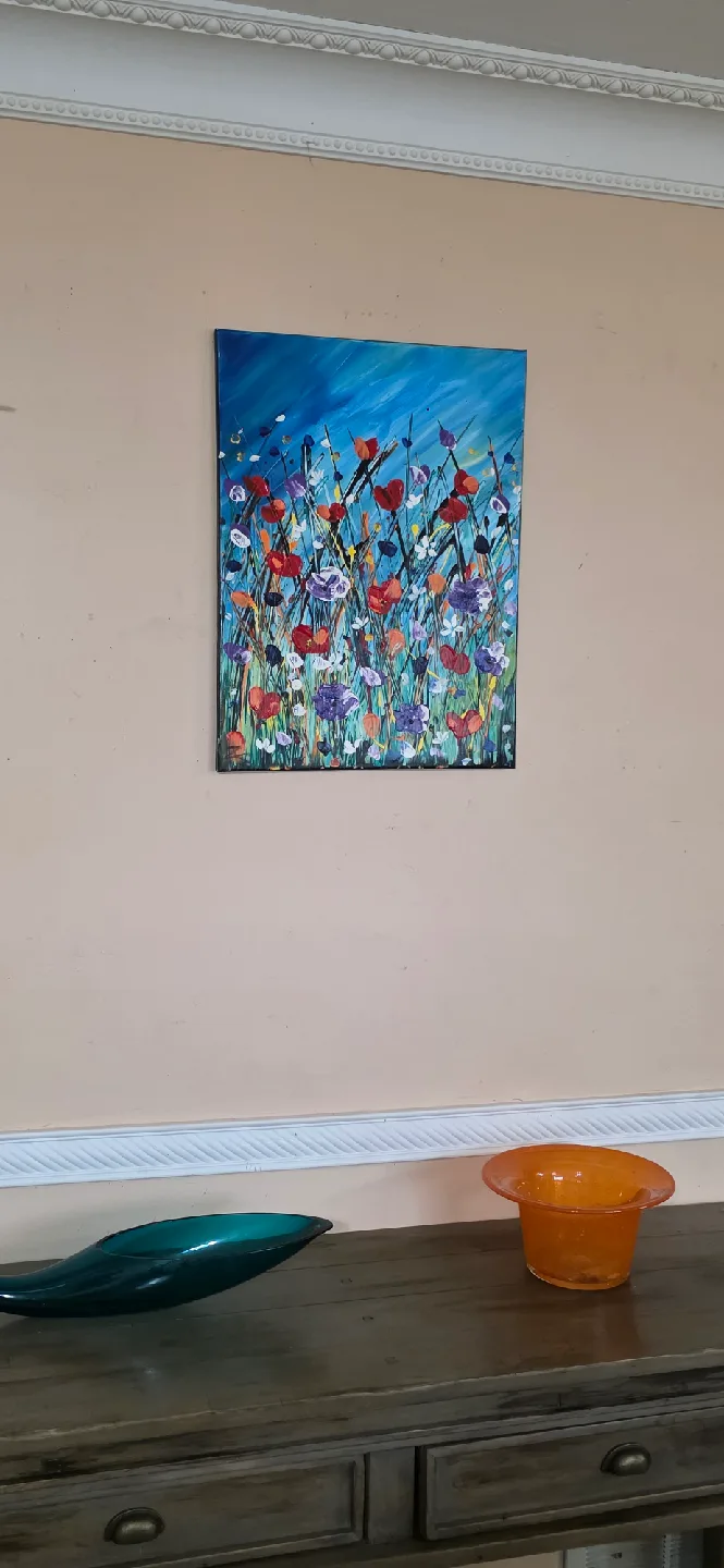 original hand-painted painting by local artist Wild flowers thumbnail