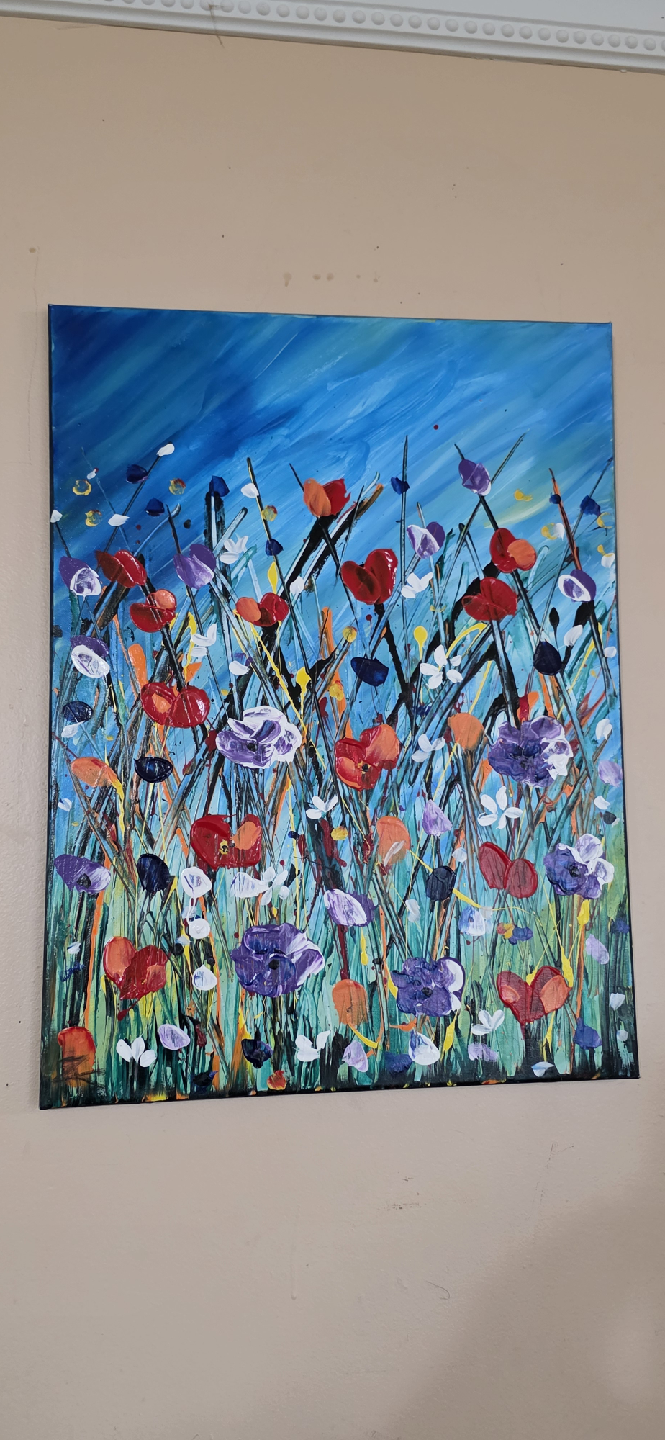 original hand-painted painting by local artist Wild flowers - photo 3