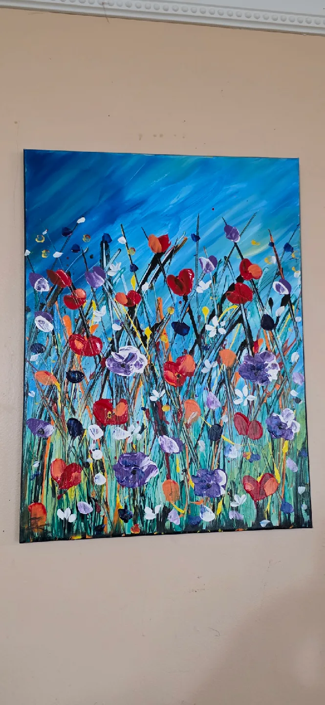original hand-painted painting by local artist Wild flowers image indicator(3)